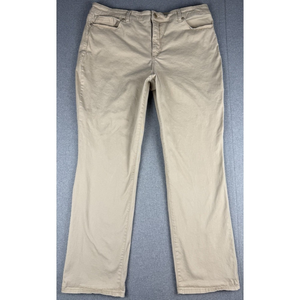 Bandolino Amy Womens Pants Size 18 Beige Khaki Straight Leg Stretch